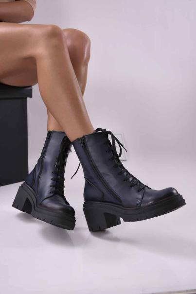 Дамски боти естествена кожа сини EOBUVKIBG