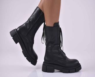 Дамски боти естествена кожа черни  EOBUVKIBG