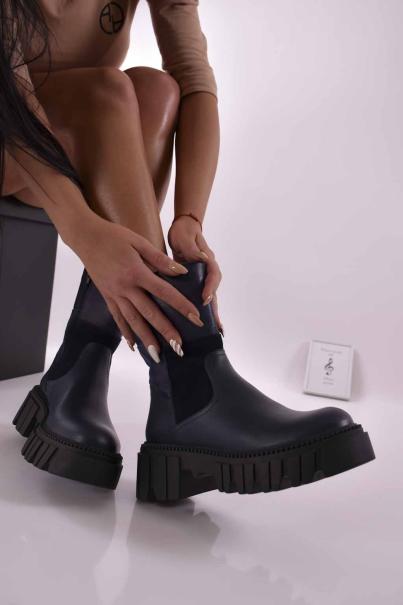 Дамски боти естествена кожа сини  EOBUVKIBG