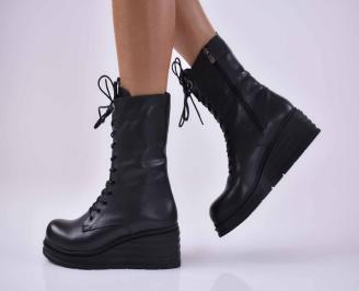 Дамски боти естествена кожа черни EOBUVKIBG
