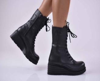 Дамски боти естествена кожа черни EOBUVKIBG