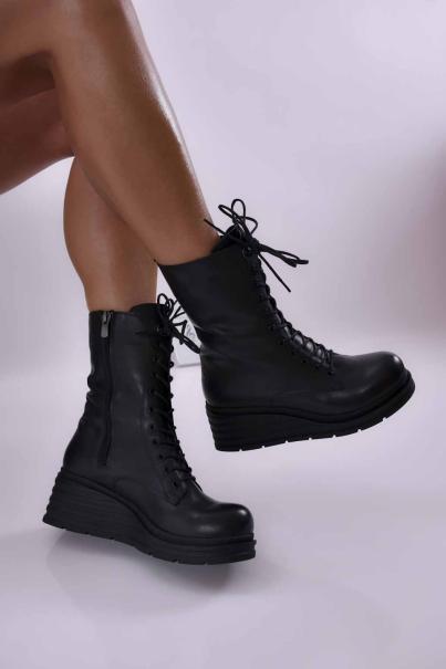 Дамски боти естествена кожа черни EOBUVKIBG