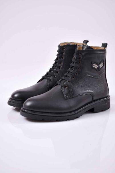 Мъжки боти естествена кожа черни EOBUVKIBG