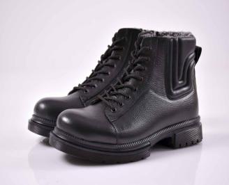 Мъжки боти естествена кожа черни EOBUVKIBG