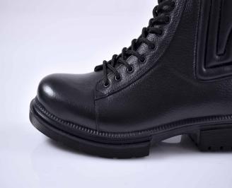 Мъжки боти естествена кожа черни EOBUVKIBG