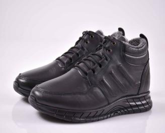 Мъжки боти естествена кожа черни EOBUVKIBG