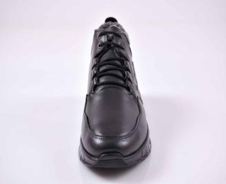 Мъжки боти естествена кожа черни EOBUVKIBG