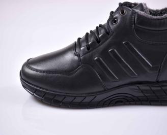 Мъжки боти естествена кожа черни EOBUVKIBG