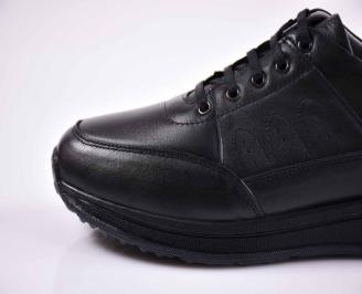 Спортно елегантни обувки естествена кожа черни EOBUVKIBG