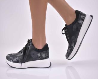 Дамски сникърси естествена кожа черни EOBUVKIBG