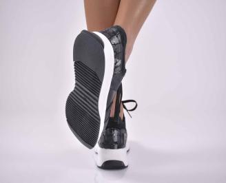 Дамски сникърси естествена кожа черни EOBUVKIBG 3