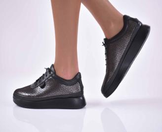 Дамски сникърси естествена кожа черни EOBUVKIBG