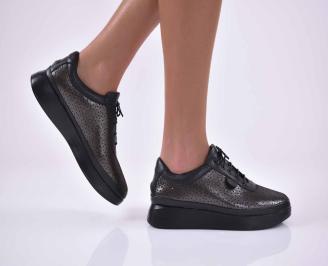 Дамски сникърси естествена кожа черни EOBUVKIBG