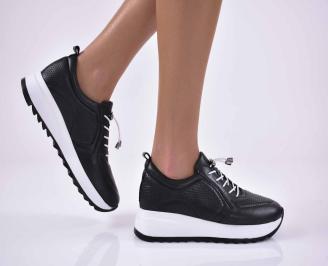 Дамски сникърси естествена кожа черни EOBUVKIBG
