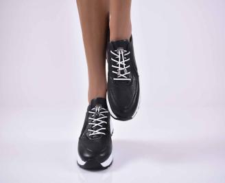 Дамски сникърси естествена кожа черни EOBUVKIBG