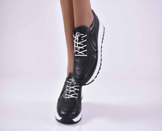 Дамски сникърси естествена кожа черни EOBUVKIBG