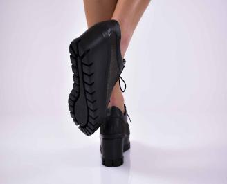 Дамски обувки на платформа естествена кожа черни  EOBUVKIBG 3