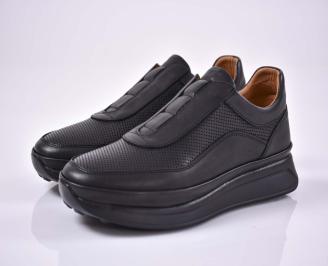 Мъжки спортни обувки естествена кожа черни EOBUVKIBG