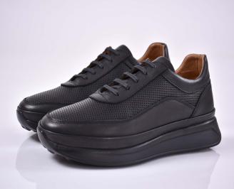 Мъжки спортни обувки естествена кожа черни EOBUVKIBG