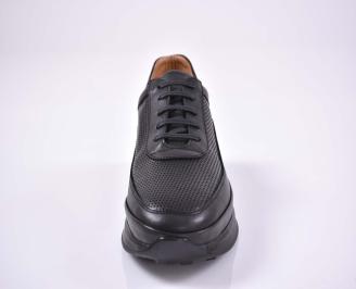 Мъжки спортни обувки естествена кожа черни EOBUVKIBG