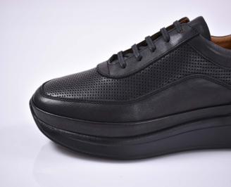 Мъжки спортни обувки естествена кожа черни EOBUVKIBG