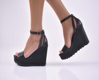 Дамски сандали естественна кожа черни EOBUVKIBG