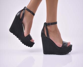 Дамски сандали естественна кожа черни EOBUVKIBG