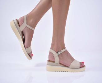 Дамски сандали естествена кожа бежови EOBUVKIBG