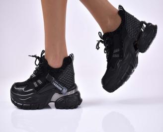 Дамски сникърси с ортопедична стелка черни EOBUVKIBG