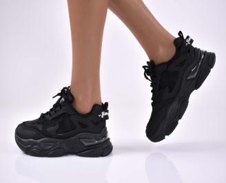 Дамски сникърси с ортопедична стелка черни EOBUVKIBG