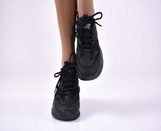 Дамски сникърси с ортопедична стелка черни EOBUVKIBG