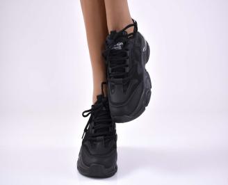 Дамски сникърси с ортопедична стелка черни EOBUVKIBG