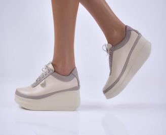 Обувки на платформа естествена кожа бежови EOBUVKIBG