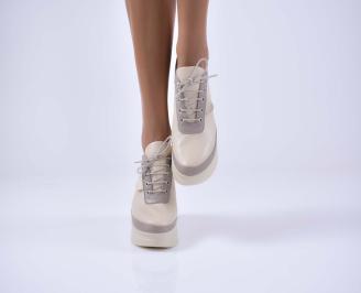 Обувки на платформа естествена кожа бежови EOBUVKIBG