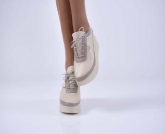 Обувки на платформа естествена кожа бежови EOBUVKIBG