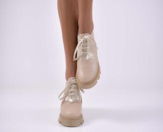 Дамски сникърси естествена кожа бежови EOBUVKIBG