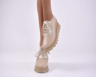 Дамски сникърси естествена кожа бежови EOBUVKIBG