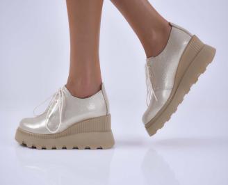 Дамски сникърси естествена кожа  златисти EOBUVKIBG