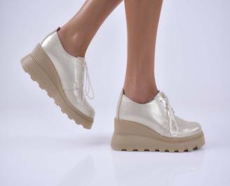 Дамски сникърси естествена кожа  златисти EOBUVKIBG