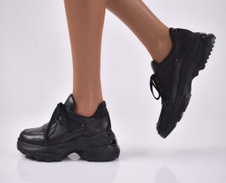 Дамски сникърси естествена кожа  черни EOBUVKIBG