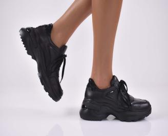 Дамски сникърси естествена кожа  черни EOBUVKIBG