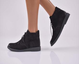 Дамски боти естествен велур черни EOBUVKIBG