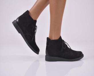 Дамски боти естествен велур черни EOBUVKIBG