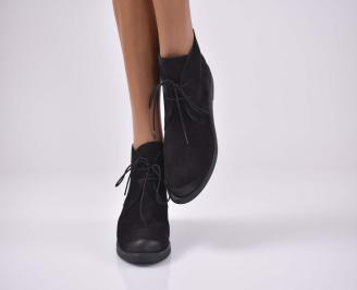 Дамски боти естествен велур черни EOBUVKIBG