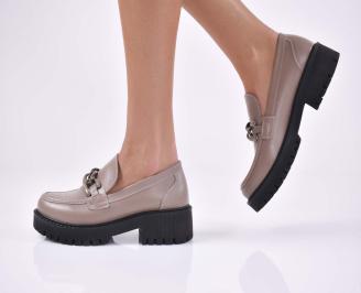 Дамски лоуфъри  естествена кожа бежови EOBUVKIBG