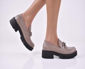 Дамски лоуфъри  естествена кожа бежови EOBUVKIBG