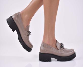 Дамски лоуфъри  естествена кожа  бежови EOBUVKIBG