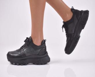 Дамски сникърси естествена кожа  черни EOBUVKIBG