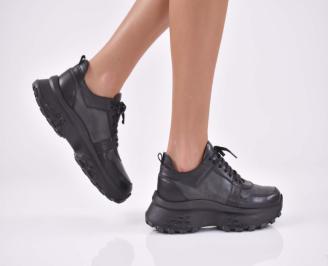 Дамски сникърси естествена кожа  черни EOBUVKIBG