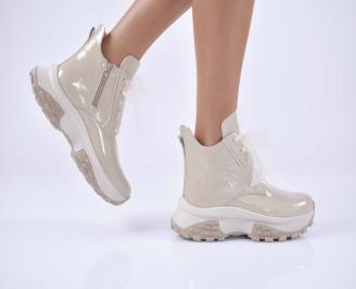 Дамски сникърси естествена кожа  бежови EOBUVKIBG